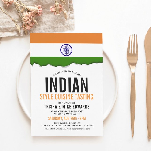 Indian Cuisine | Party Flag White Invite (Creator Uploaded)