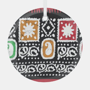 Indian Culture: Traditional Art Design Glass Ornament