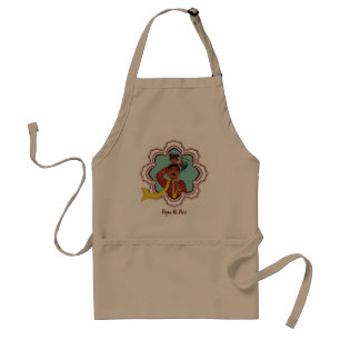 Indian Dad carrying his daughter on his shoulders Adult Apron