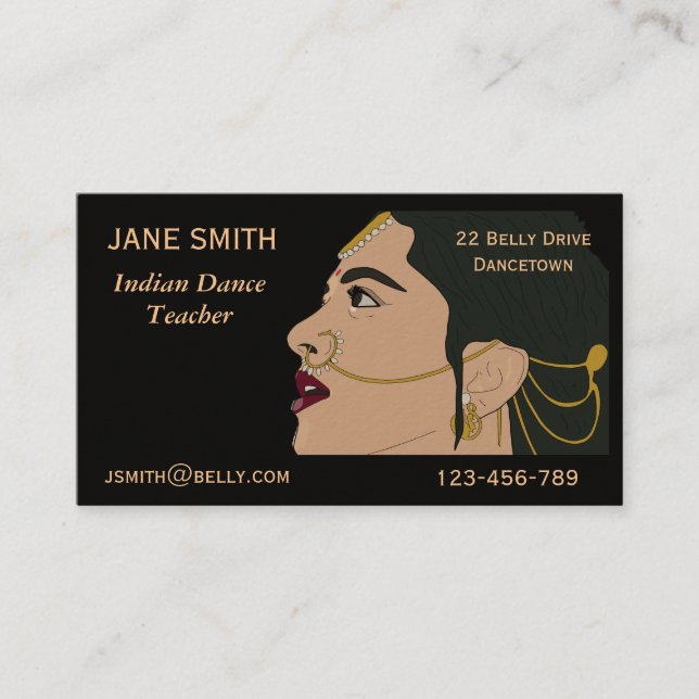Indian Dancing teacher dance teacher dance studio Business Card (Front)