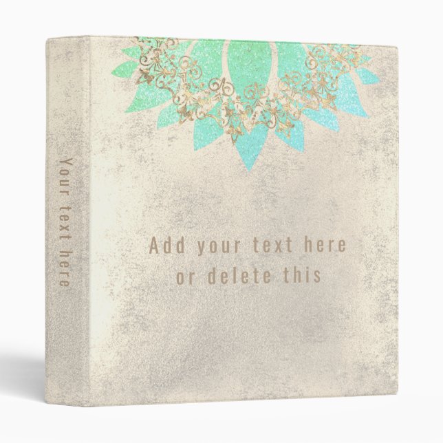 indian decor lotus flower 3 ring binder (Front/Spine)