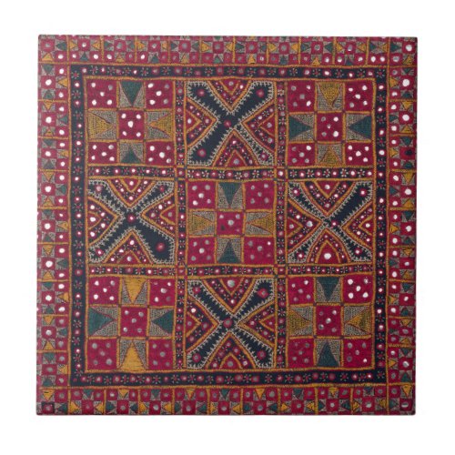 Indian Decorative Art Print Ceramic Tile