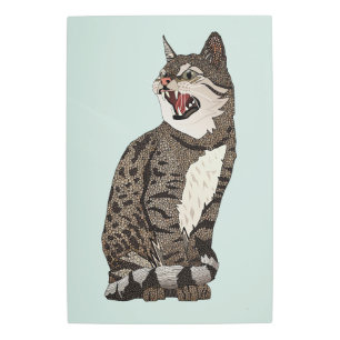 Indian desert cat opal blue metal print