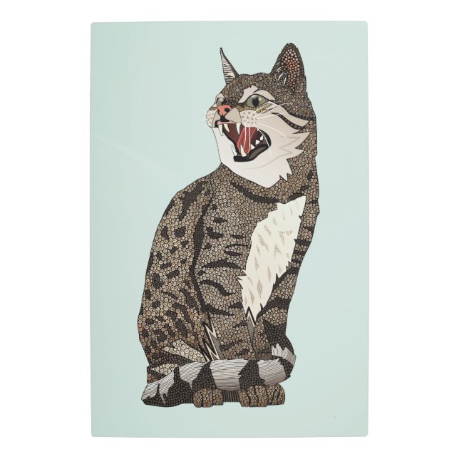 Indian desert cat opal blue metal print (Front)