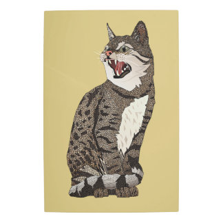 Indian desert cat pale gold metal print