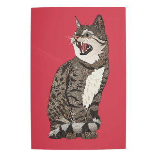 Indian desert cat scarlet red metal print