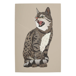 Indian desert cat stone metal print