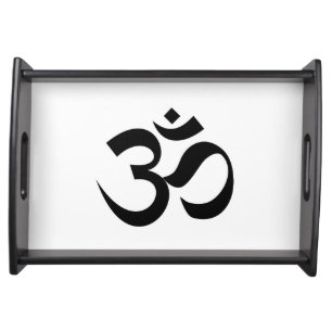 Indian Dharmic religion sacred symbol mantra Hindu Serving Tray