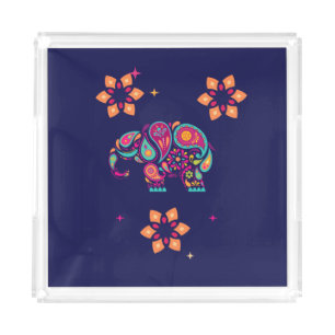 INDIAN DIWALI ELEPHANT COLORFUL DESIGN ACRYLIC TRAY
