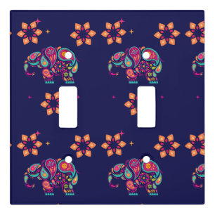 INDIAN DIWALI ELEPHANT COLORFUL DESIGN LIGHT SWITCH COVER