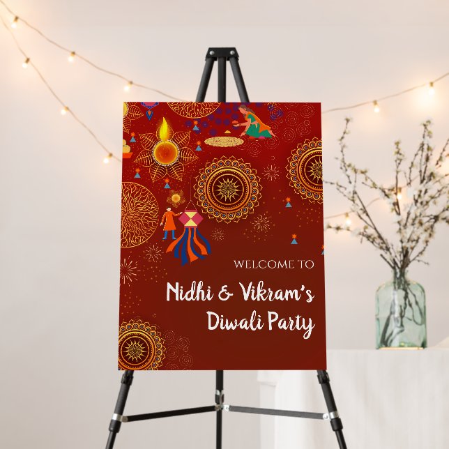Indian Diwali Party signs & Diwali Welcome signs (In Situ (Stand))