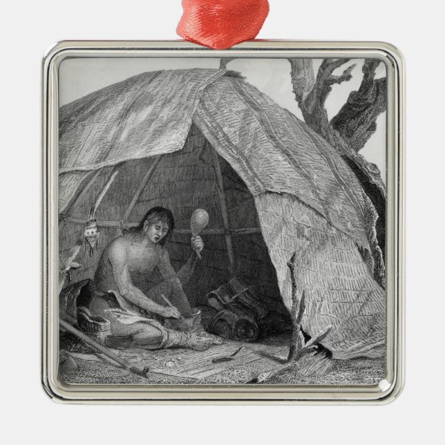 Indian Doctor Concocting a Pot of Medicine Metal Ornament (Front)