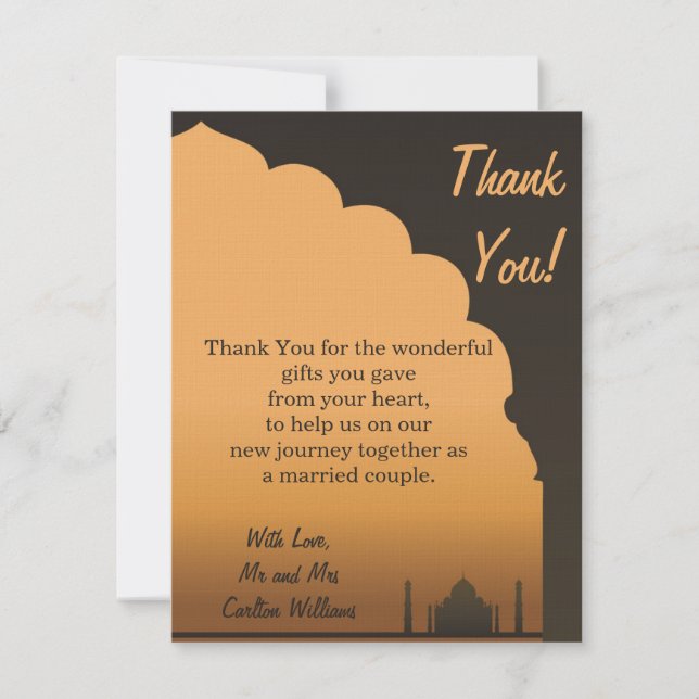 Indian Dream Wedding Flat Thank You Card (Front)