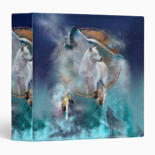 Indian dreamcatcher and ethnic tribal head wolf 3 ring binder