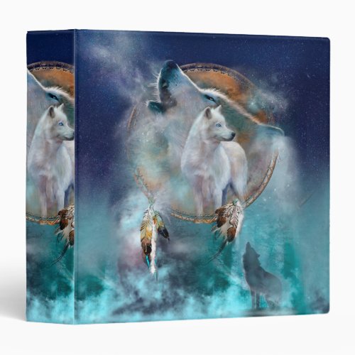 Indian dreamcatcher and ethnic tribal head wolf 3 ring binder