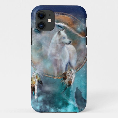 Indian dreamcatcher and ethnic tribal head wolf iPhone 11 case