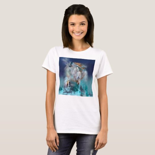 Indian dreamcatcher and ethnic tribal head wolf T_Shirt