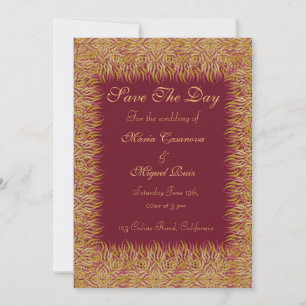 Indian elegant floral gold save the date