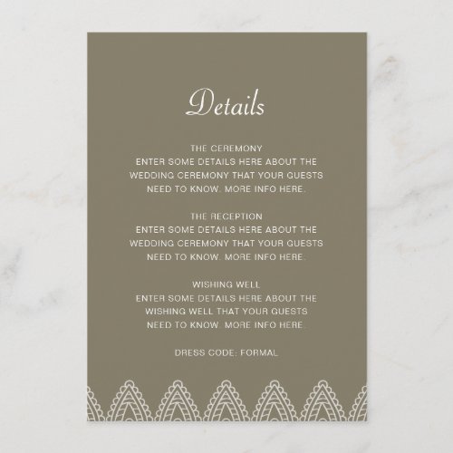 Indian Elegant Green Mehndi Hindu Wedding Details Enclosure Card