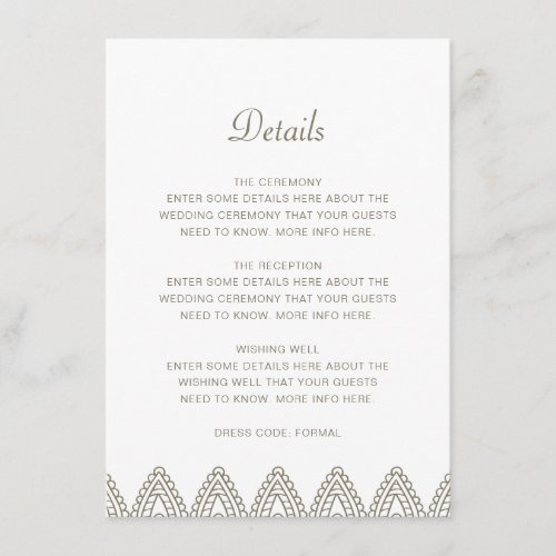 Indian Elegant Green Mehndi Hindu Wedding Details Enclosure Card