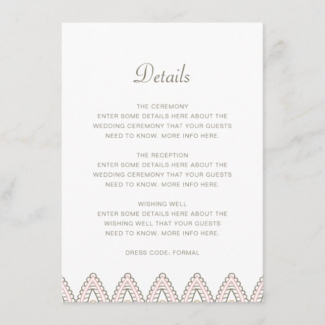 Indian Elegant Mehndi Hindu Wedding Details Enclosure Card (Front)