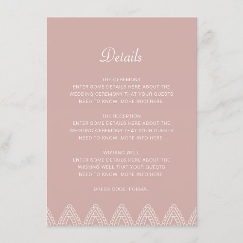 Indian Elegant Pink Mehndi Hindu Wedding Details Enclosure Card