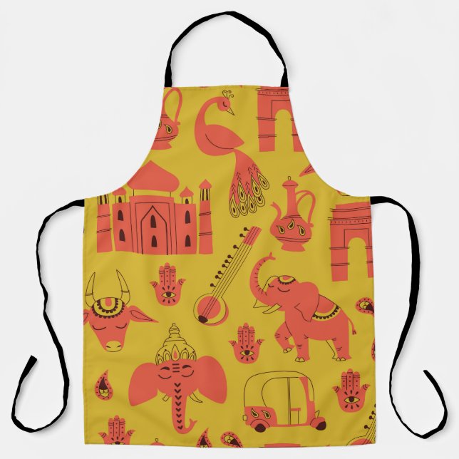 Indian Elements, Hand Drawn Vintage. Apron (Front)