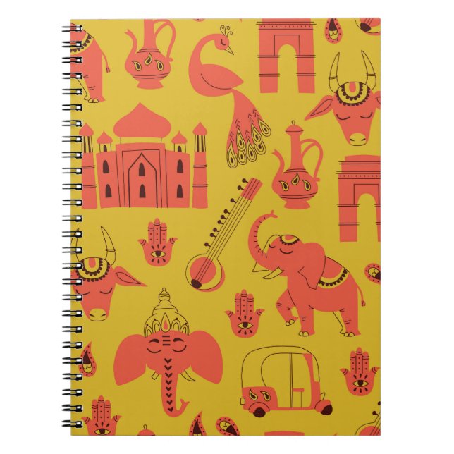 Indian Elements, Hand Drawn Vintage. Notebook (Front)