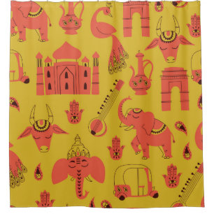 Indian Elements, Hand Drawn Vintage. Shower Curtain