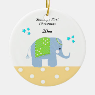 Indian Elephant Baby's First Christmas Ceramic Ornament
