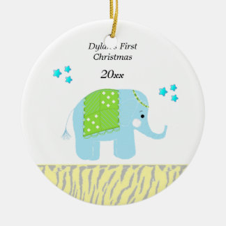 Indian Elephant Baby's First Christmas Ceramic Ornament