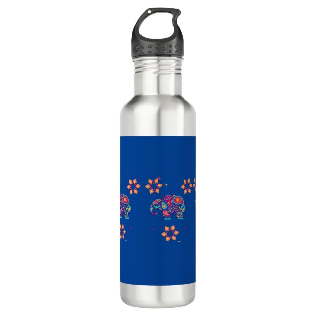 indian elephant Diwali mandala Stainless Steel Water Bottle (Front)