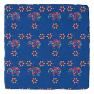 indian elephant Diwali mandala Trivet