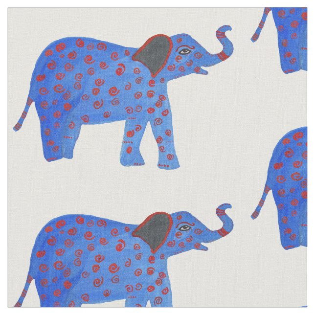 Indian Elephant Drawing Fabric (Close Up)