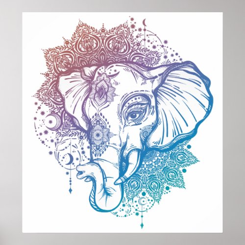 Indian Elephant Face Poster