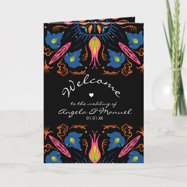 Indian Elephant Floral Black Wedding Heart Hand Fa Program (Front)