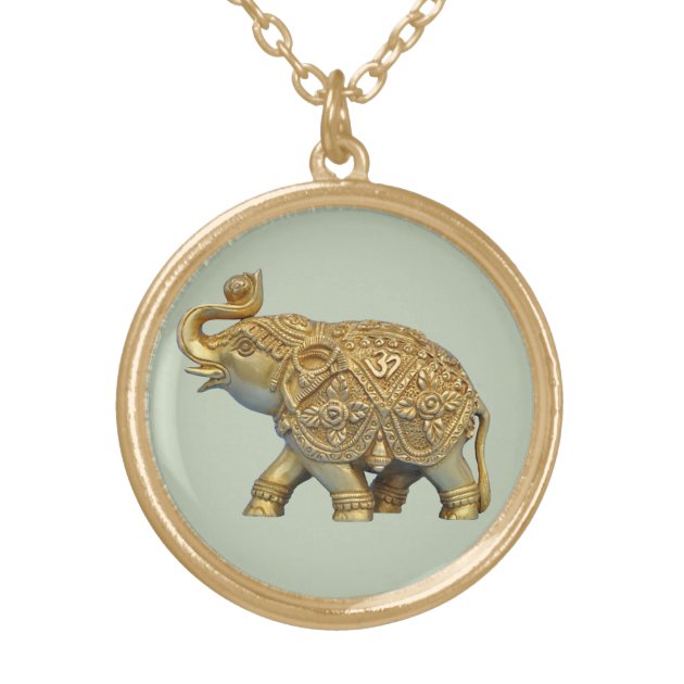 Indian Elephant Gold Plated Necklace | Zazzle