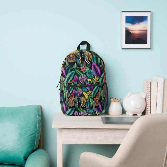 Indian Elephant Jungle Dreams Seamless Surface Printed Backpack (Insitu)