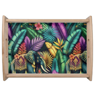Indian Elephant Jungle Dreams Seamless Surface Serving Tray