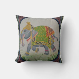 Indian Elephant Painting Pillow