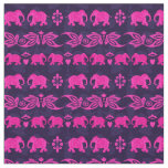 Indian Elephant Pink Blue Sari Pattern Fabric