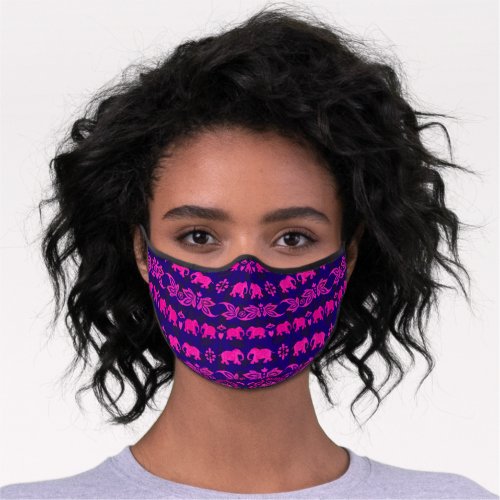 Indian Elephant Pink Purple Asian Pattern Premium Face Mask