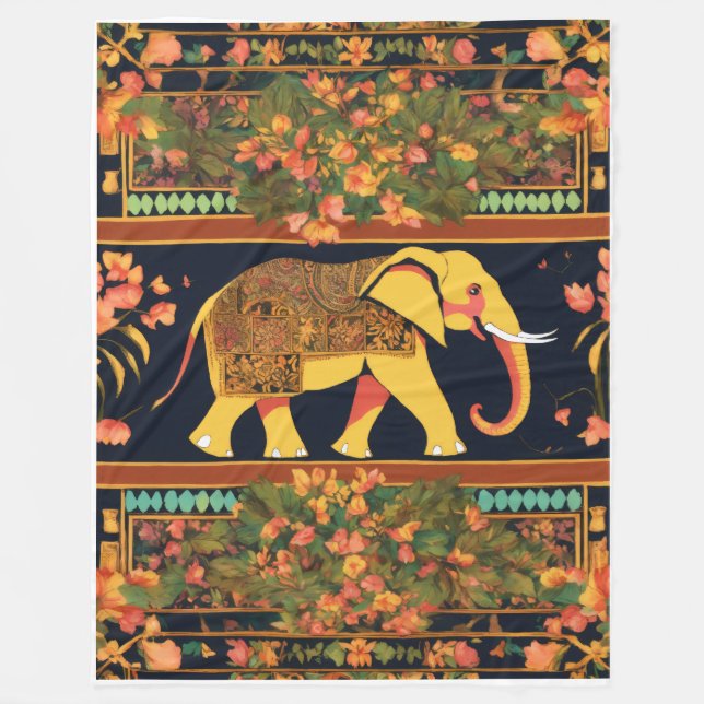 Indian Elephant Print Blanket – Soft, Cozy (Front)