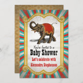 Indian Elephant Red Circus Boy Baby Shower Invitation (Front/Back)