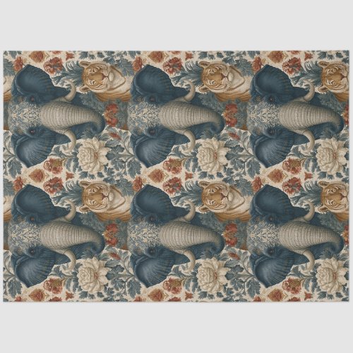 Indian Elephant Tiger Botanical Jungle Decoupage Tissue Paper