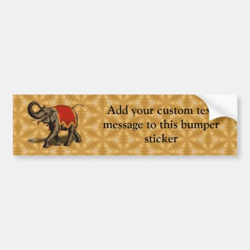 Indian Elephant wRed Cloth Bumper Sticker