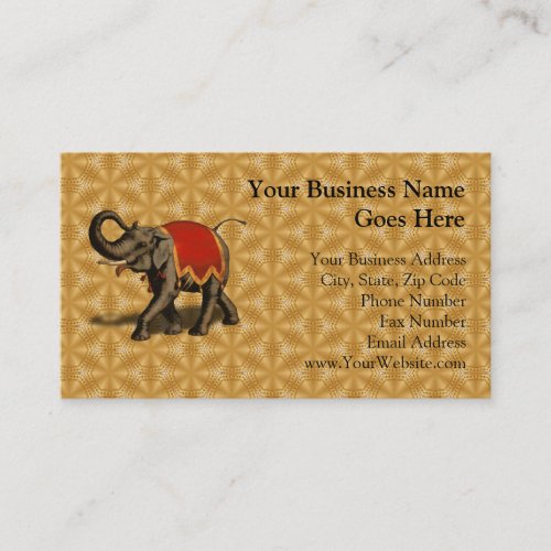 Indian Elephant wRed Cloth Business Card