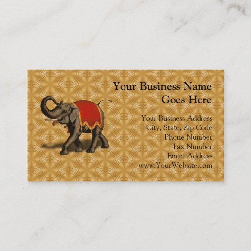 Customizable Indian Elephant w/Red Cloth Business Card Templates