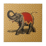 Indian Elephant w/Red Cloth Ceramic Tile