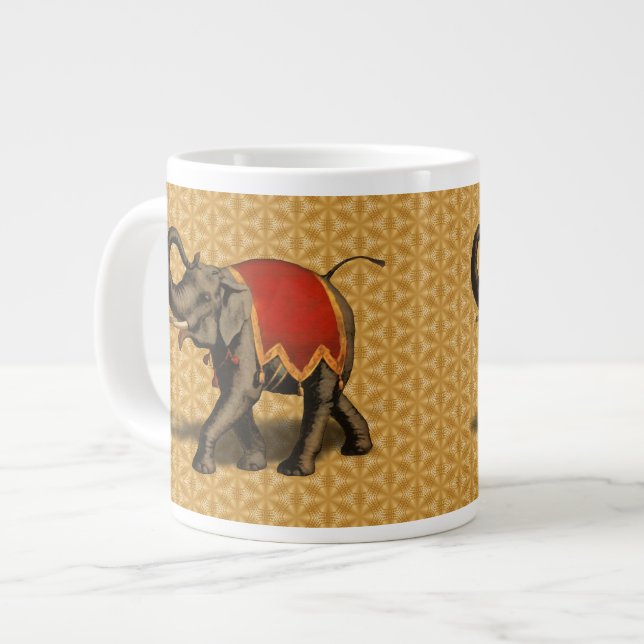 Indian Elephant w/Red Cloth Giant Coffee Mug (Front Left)